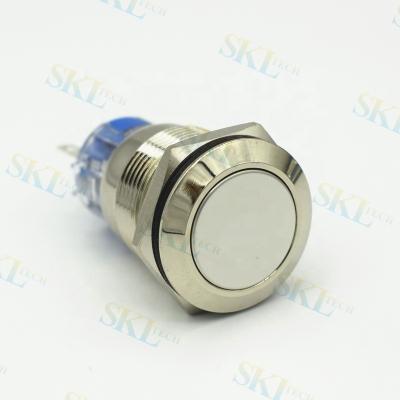 China Push Button High Quality Brass Bottom Switch Metal Head 3PIN IP67 IP67 Momentary Flat Waterproof Start Switch Brass 19MM for sale