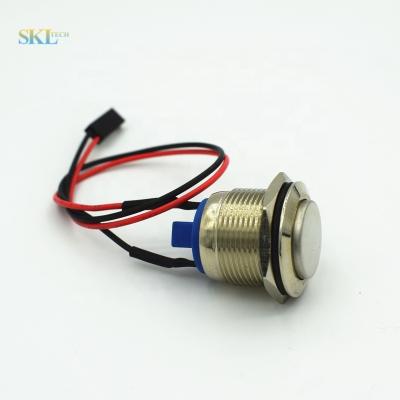 China Nickel Plating Metal Brass Momentary Switch 19MM Welding 15cm 26#line Housing Waterproof Linker 2Pin Flat Head xh2.54 for sale