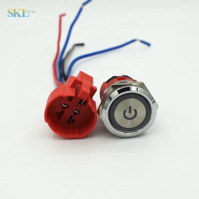 China Metal Round 18A Knob Switch 22mm Copper Nickel Plating Plug and Play Durable High Current Opening Self Locking Waterproof IP65 Equipment For Start for sale