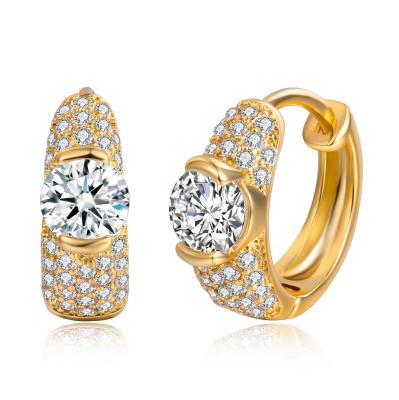 China Luxury Fashion 6mm Zircon Women's 24k Gold Jewelry Hoop Earrings for sale