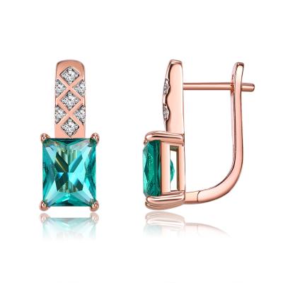 China High-End Casual/Sporty Jewelry Rose Gold Plated Zirconia Earring Tourmaline Faux Stone Stud Earrings For Women Girls for sale