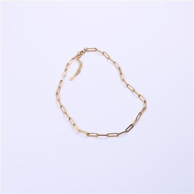 China CLASSIC 14K Gold Plated Oval Paper Clip Chain Necklace Link Chain Necklaces for sale