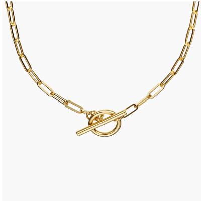 China New CLASSIC Steel Gold Plated Paperclip Link Chain Necklaces For Girs for sale