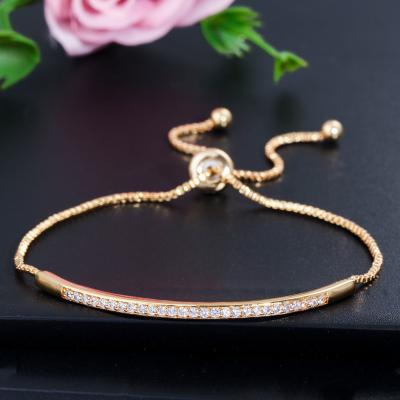 China New CLASSICS Captivate Bar Slider Shiny CZ Rose Gold Color Jewelry Adjustable Bangle Bracelet For Women for sale