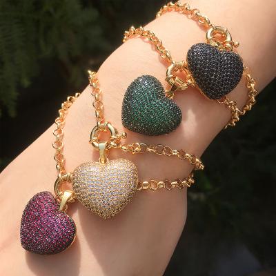 China Hiphop Crystal Rhinestone Heart Bracelets Accessories Luxury For Women Bracelet Jewelry for sale