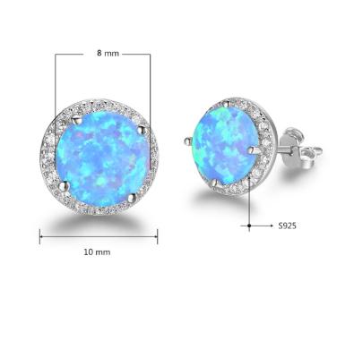 China Earring 925 Sterling Silver Jewelry 8MM Opal Earrings Stud Earring Silver for sale