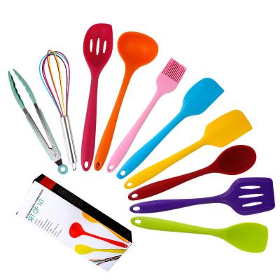 China Stocked in stock wholesale color kitchenware10Non-stick silicone cookware set kitchenware cooking tools for sale