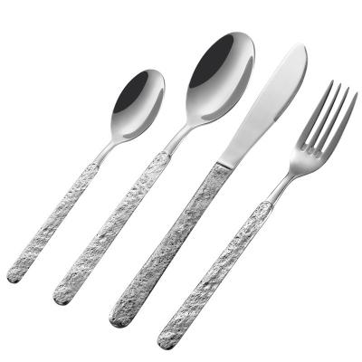 China New Product Stone Pattern Tableware Knife Fork and Spoon Set European Court Stored Western Steak Knife Teaspoon Spoon for sale