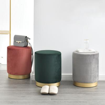 China Modern Minimalist Luxury Round Stool Small Ottoman Fashion Personality Stools Chair Nordic Creative Adjustable Stool Velvet for sale