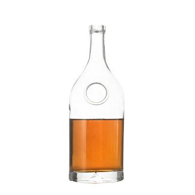 China New Design 1000ml Beverage Clear Empty Glass Bottle For Vodka Liquor Wine With Cork for sale