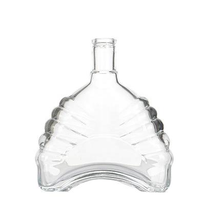 China Eco-friendly Recyclable Hot Sale 500ml 750ml Tabular Glass Whiskey Clear Wine Bottle With Metal Cap for sale