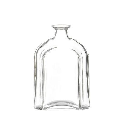 China Customized Square Logo Recyclable 500ml Whiskey Brandy Bottle Gin Vodka Rum Liquor Glass for sale