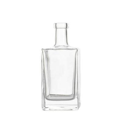 China Recyclable Liquor Jenever Square Glass Bottle For Vodka Whiskey Rum Tequila 500ml 700ml 750ml for sale