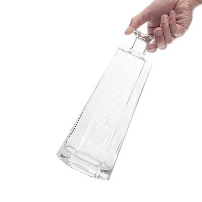 China 380ml Recyclable Custom Clear Empty Glass Bottle Vodka Whiskey Brandy Tequila Gin Liquor Spirits Glass Bottle for sale