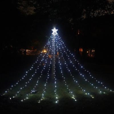 China Waterfall Lights Outdoor Solar String Lights Led Waterfall Light Gardening Decorative Holiday Decoration Hanging Tree Lights Remote Control for sale