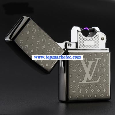 China black LV lighter USB electric lighter cigarette lighter ARC Pulse flameless lighter for sale