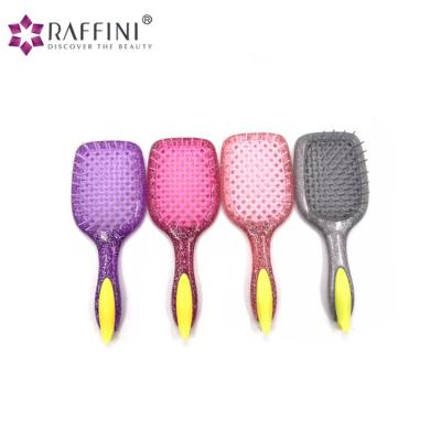 China New design vent gridding cushion glitter plastic hair brush with clip for sale