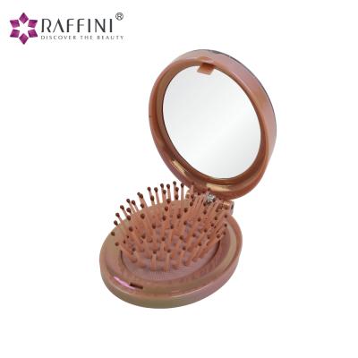 China Cushion Best Price Compact Size And Colorful Plastic Hair Brush Mirror With Collection Base for sale