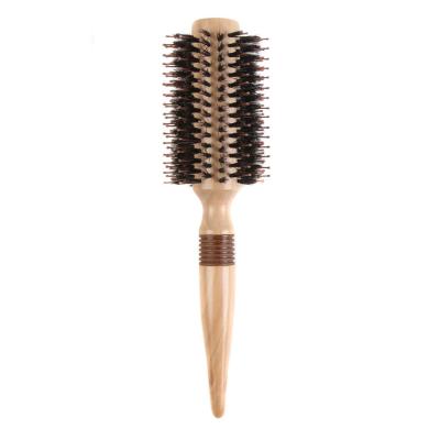 China Round Radial Tweezer Round Wooden Spiral Hair Brush With Mixed Bristle for sale