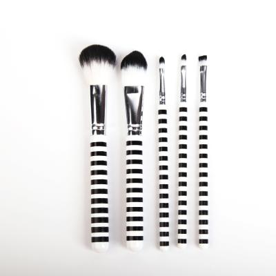 China Angular Blush Professional Factory Price Plastic Zebra Stripe Handle Makeup Brush Set for sale