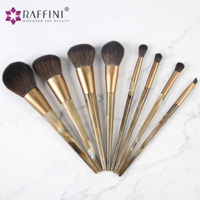 China Angular Blush Wholesale 8PCS Acrylic Base Marble Makeup Brush Set for sale