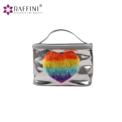 China Girls Eco - Friendly Like Heart Pattern PU Leather Cosmetic Bag Makeup for sale