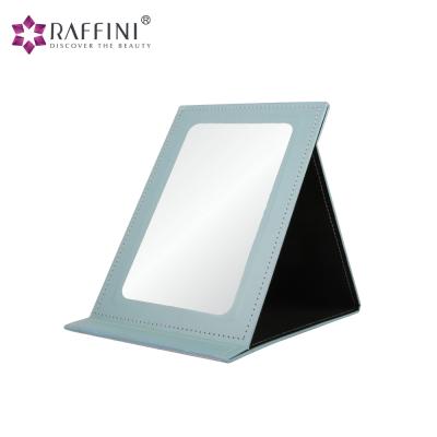 China Cosmetic Square Leather Folding Mirror Office Portable Travel Makeup Mirror for sale