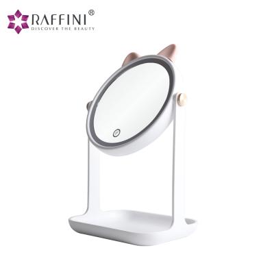 China Desktop Mirror Reasonable Price Cat Ears PS+TPR Led Mirror Makeup for sale