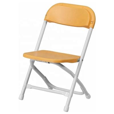 China Safety Comfortable Baby Dining Chair Yellow Color Outdoor Party And Event Metal Kids Folding Chair For Commercial And Residential Use for sale