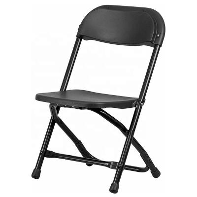 China Safety Comfortable Baby Dining Chair Black Color Metal Frame and Kids Plastic Folding Chair for Commercial and Residential Party and Event Patio Picnic Use for sale