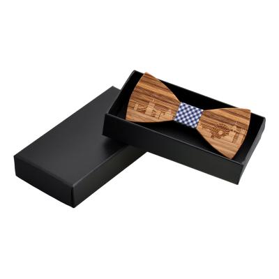 China TE059 Famous Building Striped Inspired Engraving Zebra Wood Bow Tie For Men for sale