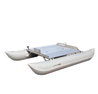 China PVC PVC Inflatable Pontoon Boat With Aluminum Deck Fishing Boat for sale