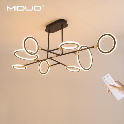 China Modern Minimalist Modern Dining Room Ceiling Hanging Black Dimmable LED Chandeliers Pendant Lights for sale