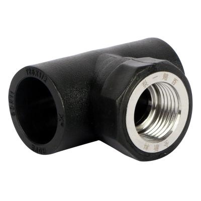 China Kinds HDPE pipe connection fitting female thread elbow thread tee for raw, potable and municipal water transmission water pipe for sale