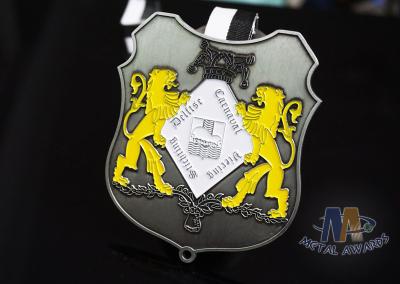 China Pequeñas dos medallas del esmalte del logotipo de los leones por encargo para el impermeable del festival en venta