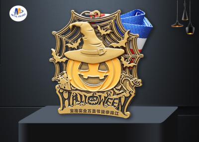 중국 Halloween Medal In Antique Brass / Silver With Plain Woven Ribbon 판매용