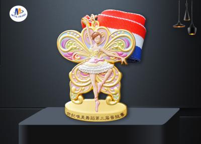 중국 Dancing Medal In 3D Effect Colors Painting for Dancing Girl With Woven Ribbon 판매용