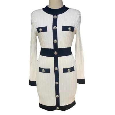 China China Manufacturer Supply Slim Fit Anti-wrinkle Sheath Long Retro Knitted Dress Autumn Clothing Dress for sale