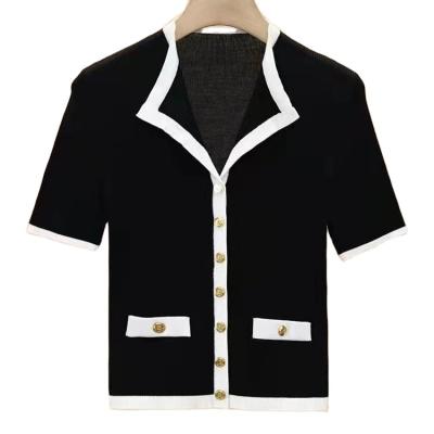 China Wholesale New Fashion Anti-wrinkle Luxury Shortsleeve Cardigan Women Summer High End Tops for sale