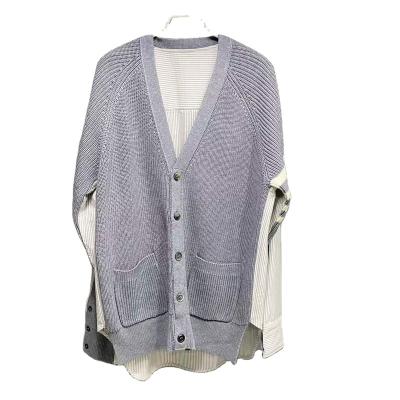 China Anti-wrinkle New China Supplier Design Fashion Autumn Cardigan Stitching Knitted Women Sweater for sale