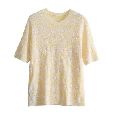 China High Quality Fashionable Comfortable Summer Knitted Top Lady Short Sleeves Anti-wrinkle Tops for sale