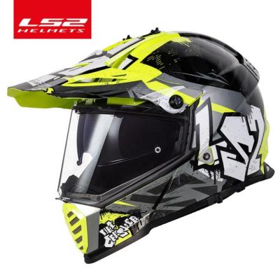 China Adjustable Dual Visor LS2 Dual Lens Motocross Off Road Racing Motorcycle Helmet For ATV Dirt Bike Capacete Moto Casco Helmet for sale