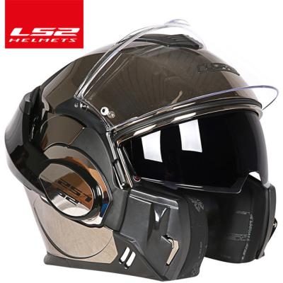 China Adjustable Double Sun Visor Flip Motorcycle Helmet Flip Up Capacete Original Ls2 Man Woman Wrap Full Face Lens With Free Fog System for sale