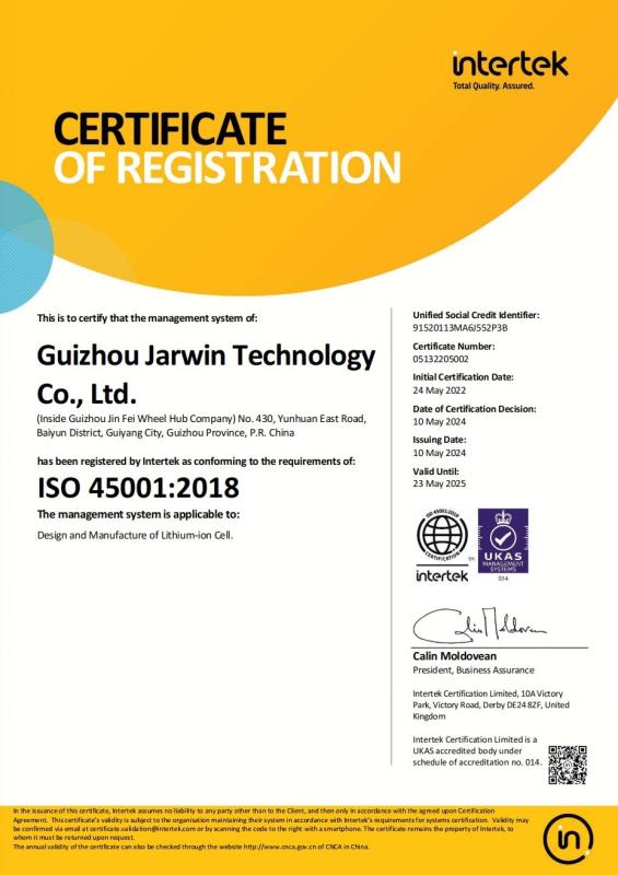 ISO 45001:2018 - Shenzhen Jiaying Time Technology Co., Ltd.