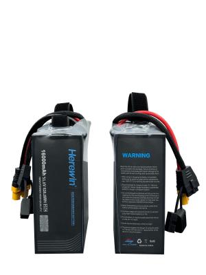 중국 UAV 드론 배터리 헤리윈 14S1P 51.8V 16000mAh 25C 소프트 팩 리포 UAV 배터리 판매용