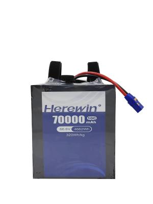 China Herewin Bateria Semi Solid para Uav 18S 66.6V 70000mAh Bateria de alta densidade de energia à venda