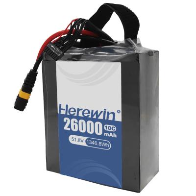 Κίνα Herewin Ημισφαιρική μπαταρία 14S 51.8V 26000mAh Γρήγορη φόρτιση για την ενέργεια του Drone προς πώληση