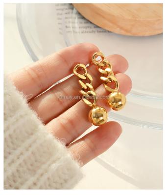 China 2022 fashion high quality gold color stainless steel link chain CLASSIC silver drop earrings women for sale