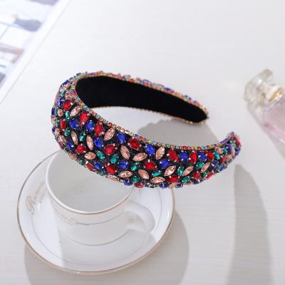 China Personality Baroque Ladies Super Flash Crystal Headband Rhinestone Fashion Wide Brim Hair Band for sale