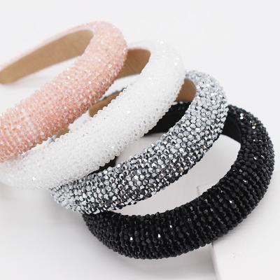 China Luxury Women's Rhinestone Crystal Bridal Elastic Beaded Headbands Fashion Trendy / Baroque Bling Headbands For Girls for sale